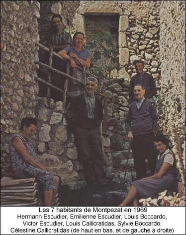 Les 7 habitants de Montpezat en 1969.